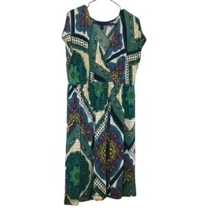 A.G.B. Patterned Short Sleeve  Midi  Dress
